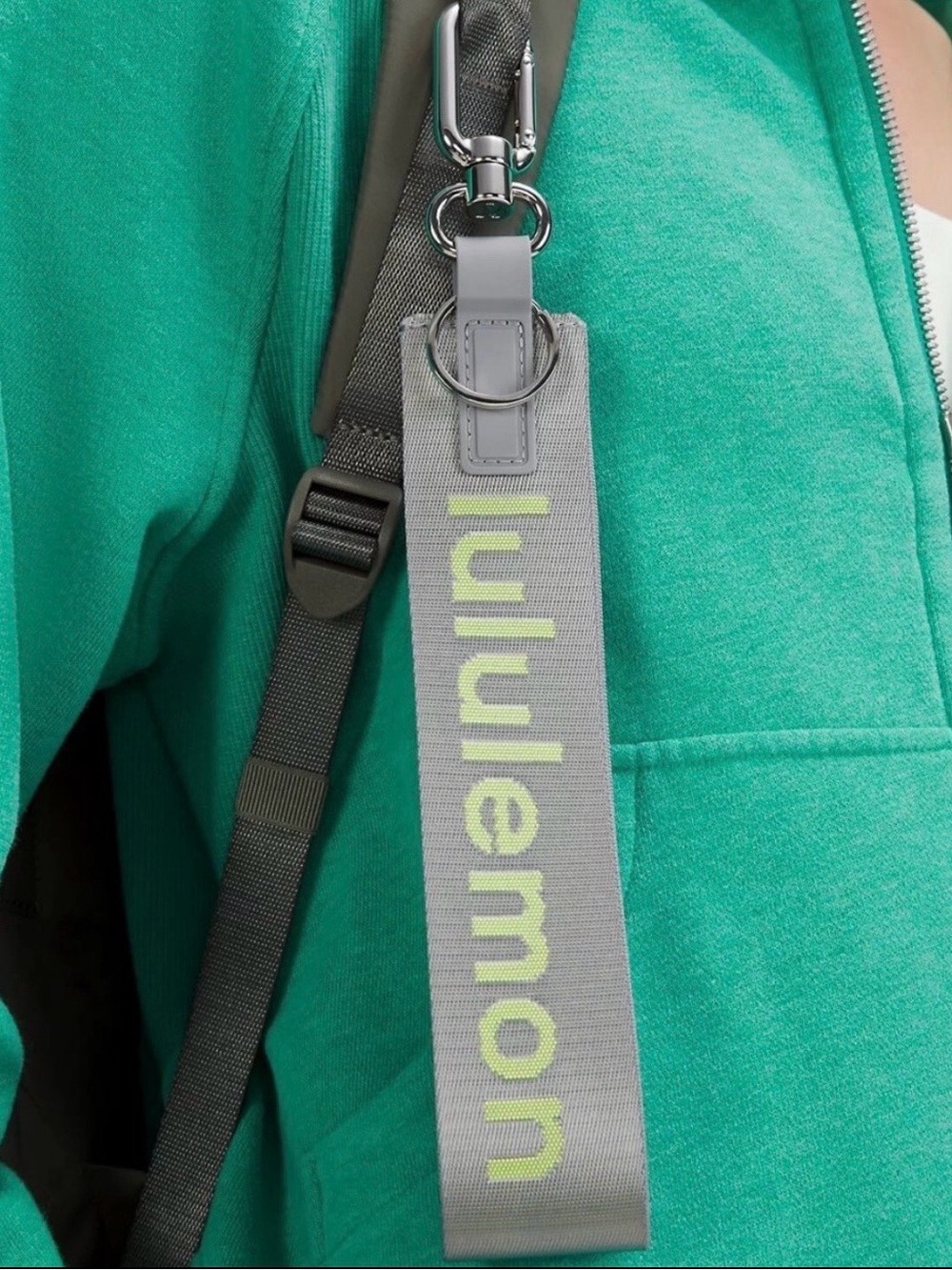 Lululemon Never Lost Keychain Rhino Grey / Electric Lemon NWOT
